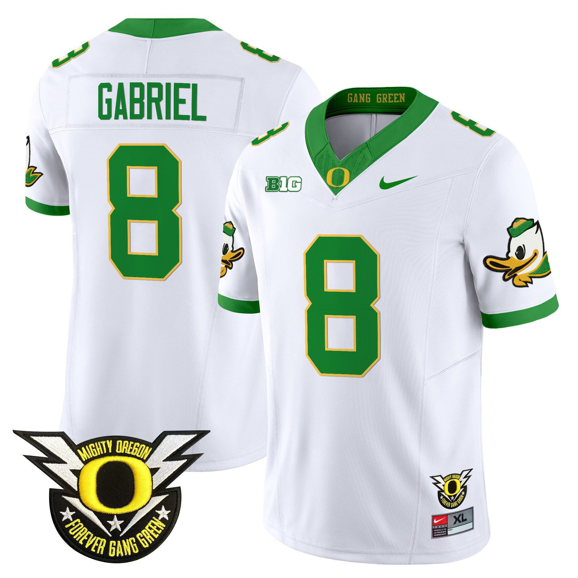 Men Oregon Ducks #8 Gabriel White 2024 Nike Forever Gang Green & BIG Patch Vapor Limited NCAA Jersey->ncaa teams->NCAA Jersey